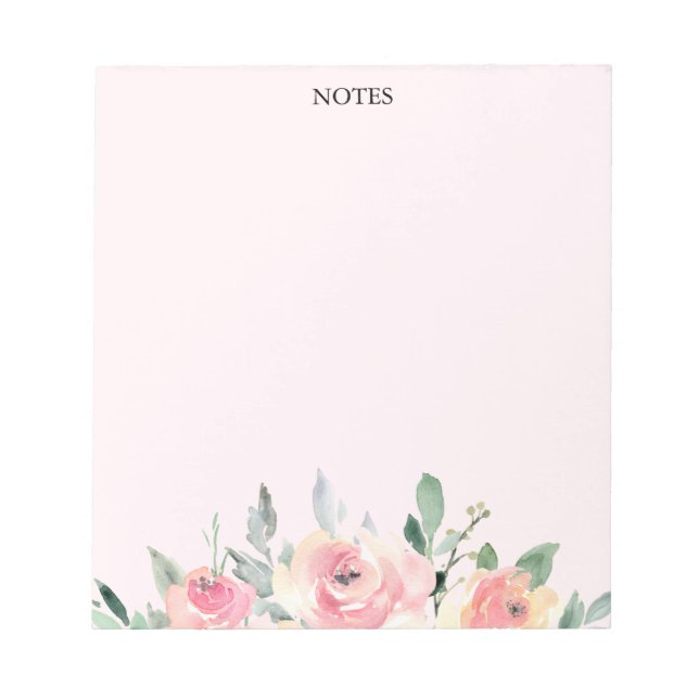 Bloco De Notas Notepad Rosa Floral Elegante - Torne-o personaliza (Frente)