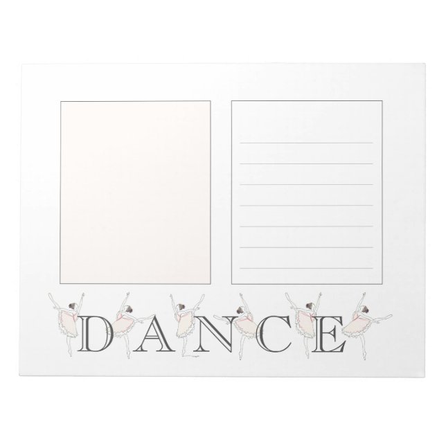 Bloco De Notas Notepad Rosa-Rosa-Pálido-Ballerina-Dança Linda-Ros (Frente)
