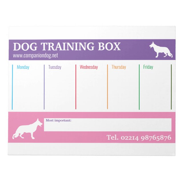 Bloco De Notas Notepad Shepherd Dog Planer Semana (Frente)