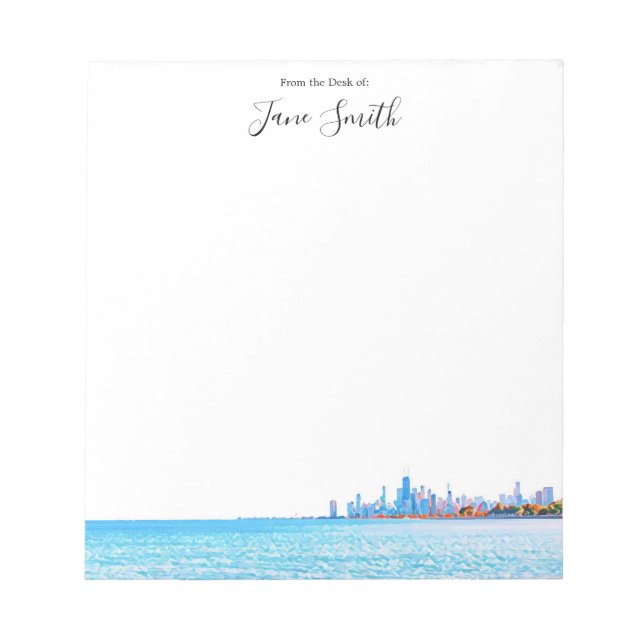 Bloco De Notas Notepad Skyline Personalizado em Chicago (Frente)