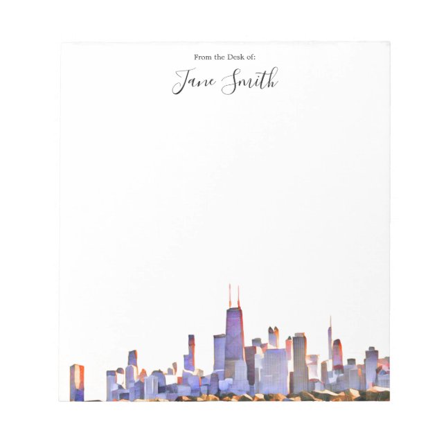 Bloco De Notas Notepad Skyline Personalizado em Chicago (Frente)