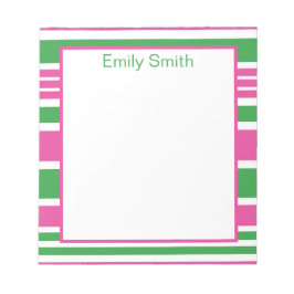 Bloco De Notas Notepad Stripe Kelly Green e Pink