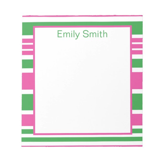Bloco De Notas Notepad Stripe Kelly Green e Pink (Frente)