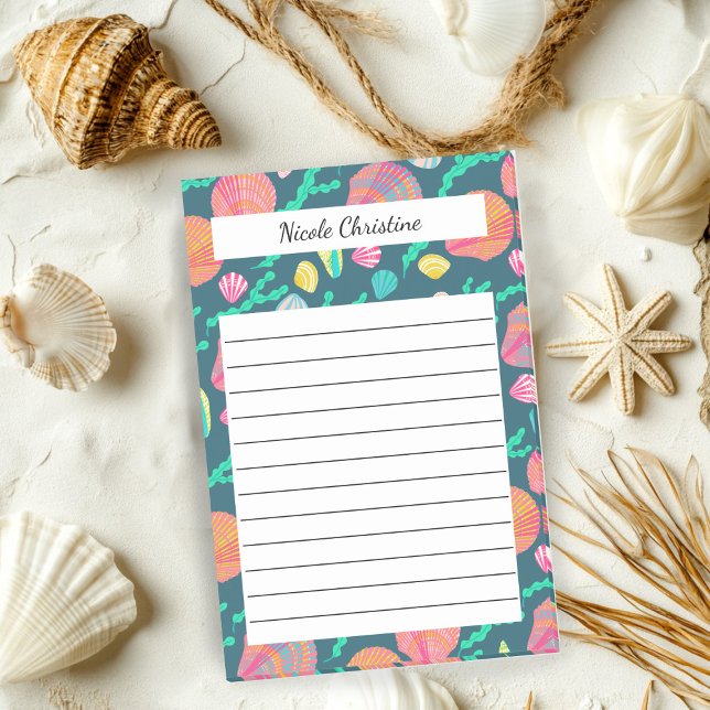 Bloco De Notas Notepad Tropical Beach & Seaweed (Seashells & Seaweed Tropical Beach CUSTOM Notepad
)