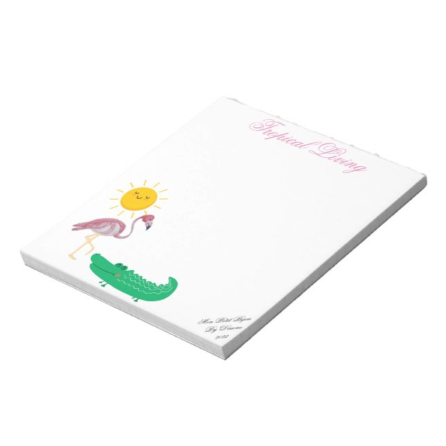 Bloco De Notas Notepad Tropical Flamingo Alligator Sun (Invertido)
