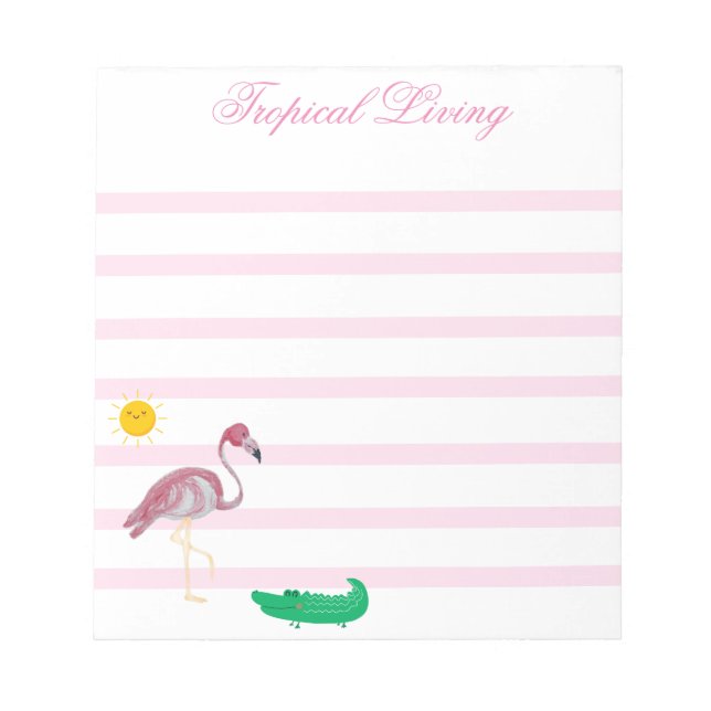 Bloco De Notas Notepad Tropical Flamingo Alligator Sun (Frente)