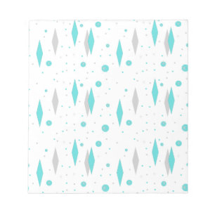 Bloco De Notas Notepad Turquoise Retro Diamond & Starburst