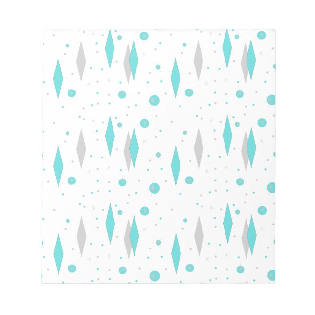 Bloco De Notas Notepad Turquoise Retro Diamond & Starburst (Frente)