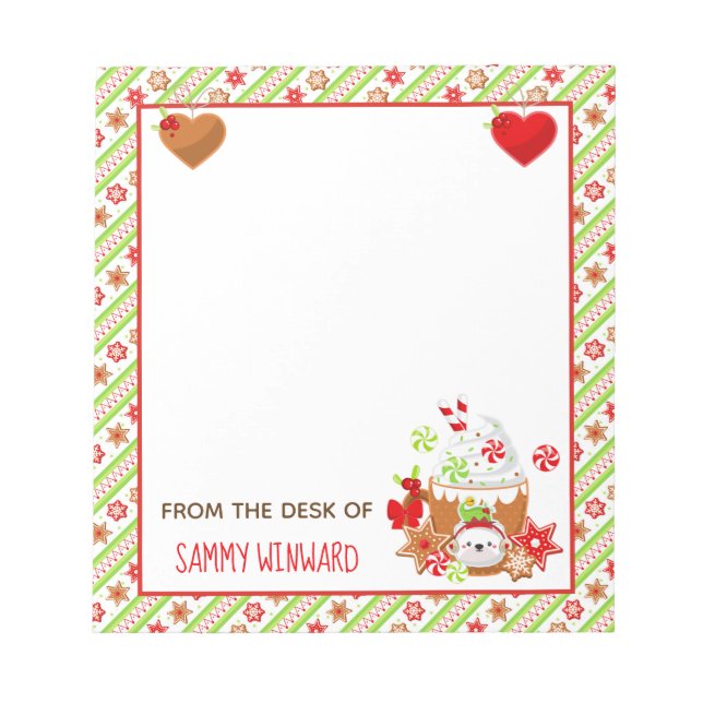 Bloco De Notas Notepad Verde de Natal e Cacau de Biscoito (Frente)