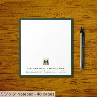 Bloco De Notas Notepad Verde Dourado Elegante