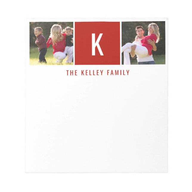 Bloco De Notas Notepad Vermelho Personalizado com Foto da Família (Frente)