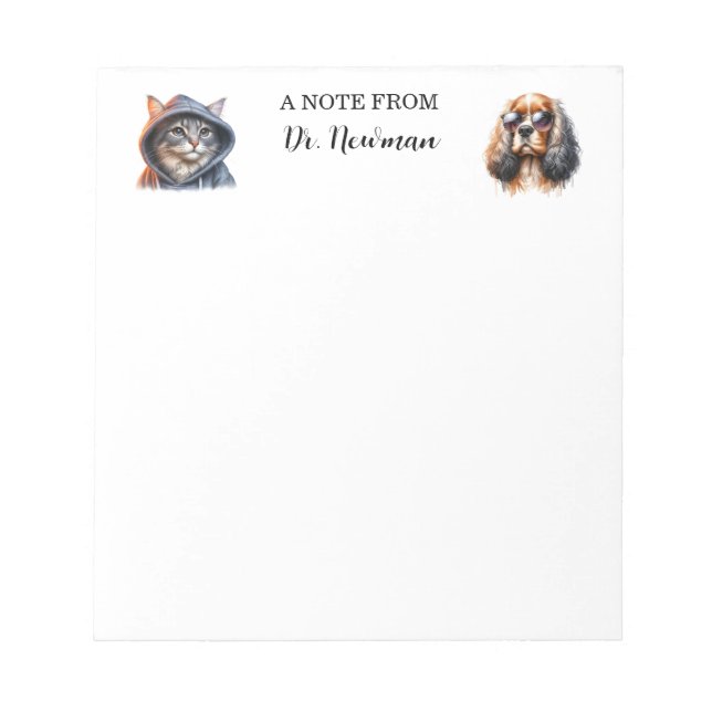 Bloco De Notas Notepad Veterinário Personalizado Pets legal (Frente)