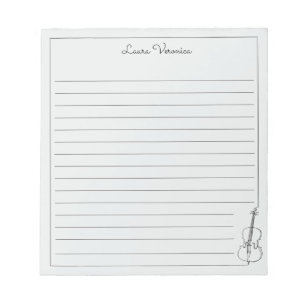 Bloco De Notas Notepad Vinculado com Nome Cello Violin Moderno Cl