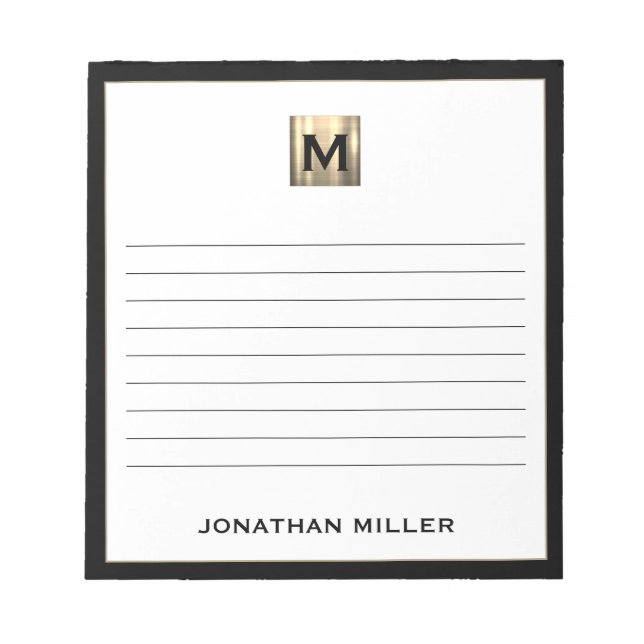 Bloco De Notas Notepad Vinculado Monograma Personalizado (Frente)