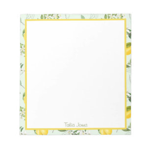 Bloco De Notas Notepads de limão e flores personalizados