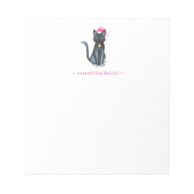 Bloco De Notas Notepads de Natal de Gato Negro (Frente)