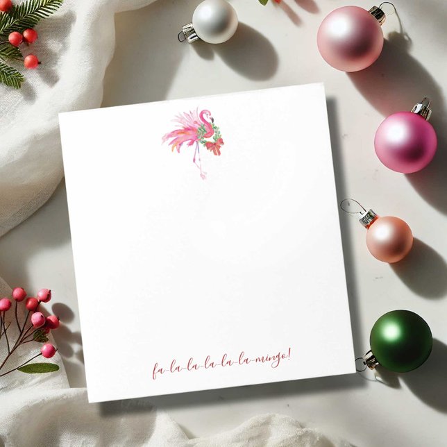 Bloco De Notas Notepads de Natal Tropicais Rosa Flamingo (Tropical Christmas pink flamingo notepad features watercolor art Victoria Grigaliunas DoTellABelle)