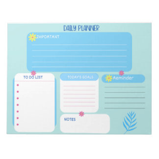 Bloco De Notas Notepads Florais Azuis do Planejador Diário