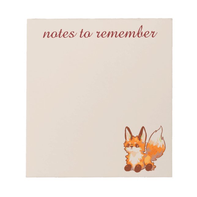 Bloco De Notas Notes to remember, Fox, vosje (Frente)