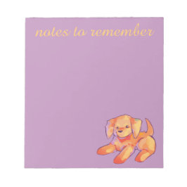Bloco De Notas Notes to remember, golden retriever puppy 