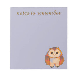 Bloco De Notas Notes to remember owl.