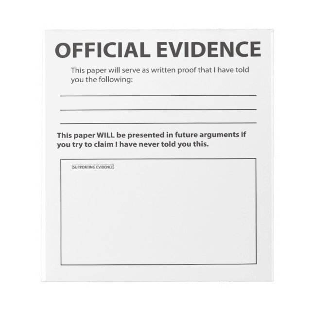 Bloco De Notas Novelty Evidence Oficial Notepad Engraçado (Frente)