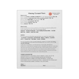Bloco De Notas *Novo* Consentimento de cera de salão do Spa no bl