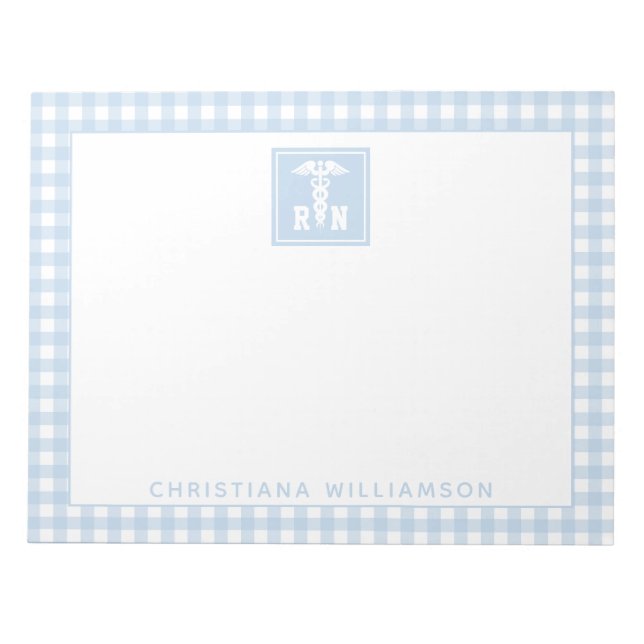 Bloco De Notas Nurse Registrada de Padrão de Xadrez Personalizado (Frente)