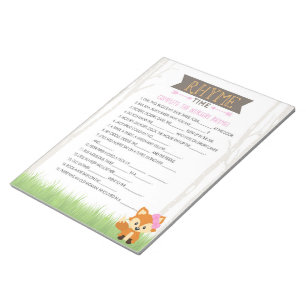 Bloco De Notas Nursery Rhyme Girl Fox Game Pack