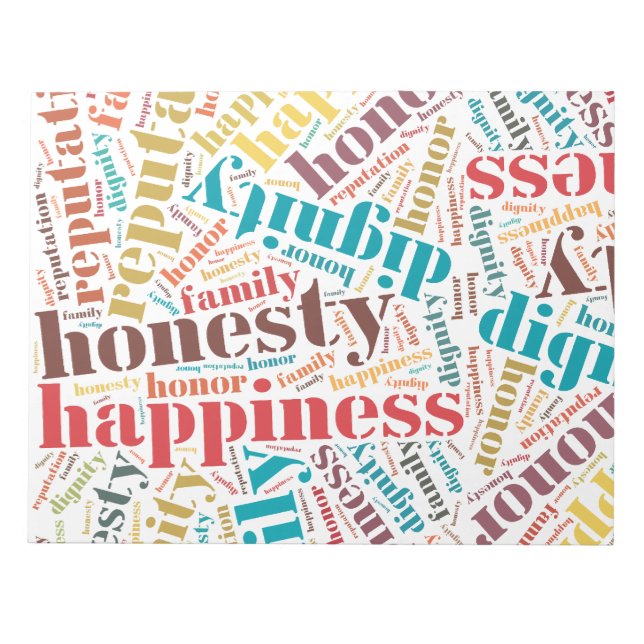 Bloco De Notas Nuvem de palavras positivas (Frente)