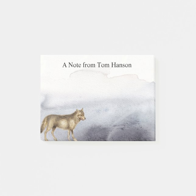 Bloco De Notas Nuvens Azuis do Lobo de Aquarelas Personalizadas (Frente)