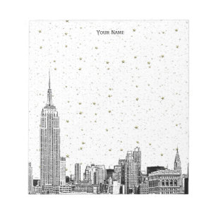 Bloco De Notas NYC Skyline 01 Etchd DIY BG Color Starry