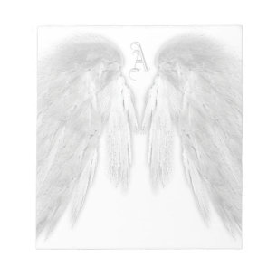 Bloco De Notas O ANJO VOA o monograma feito sob encomenda branco