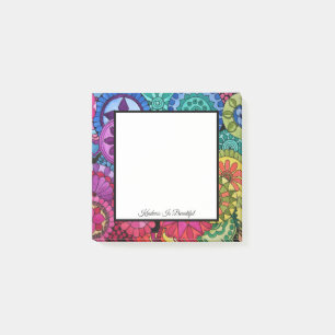 Bloco De Notas O arco-íris da aguarela colore a mandala
