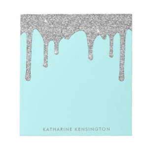 Bloco De Notas O Brilhante De Azul Aqua Silver Garra O Luxo