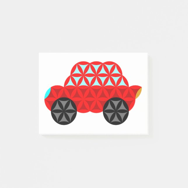 Bloco De Notas O Carro Da Vida - Forma Sagrada A3, Vermelha. (Frente)