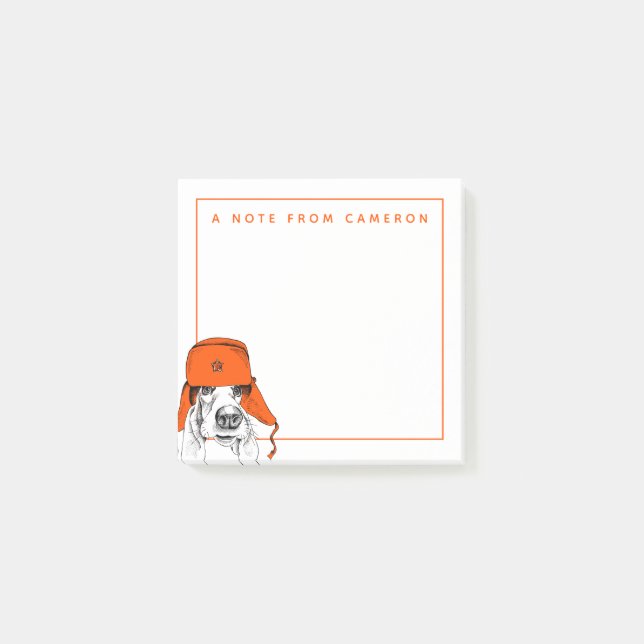 Bloco De Notas O chapéu vermelho | de Basset Hound | Ushanka (Frente)