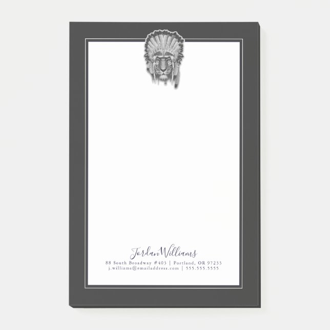 Bloco De Notas O chefe do tigre do nativo americano | adiciona (Frente)