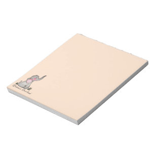 Bloco De Notas O elefante bonito do bebê da aguarela com cora &