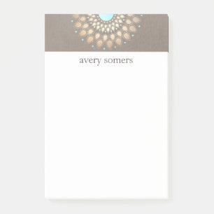 Bloco De Notas O Elegante Ornamentado Dourado Lotus Mandala Taupe