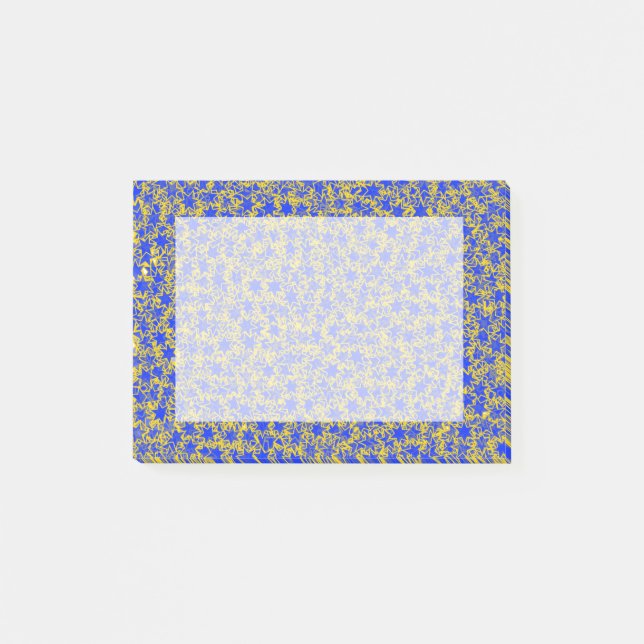 Bloco De Notas O espírito de equipe azul e Dourado da estrela (Frente)