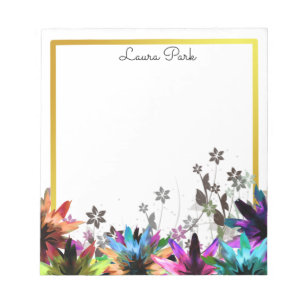 Bloco De Notas O falso Dourado floral personalizou feminino