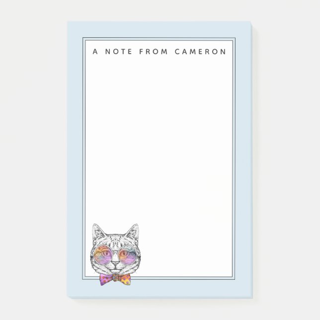 Bloco De Notas O gatinho sábio Kat | adiciona seu nome (Frente)
