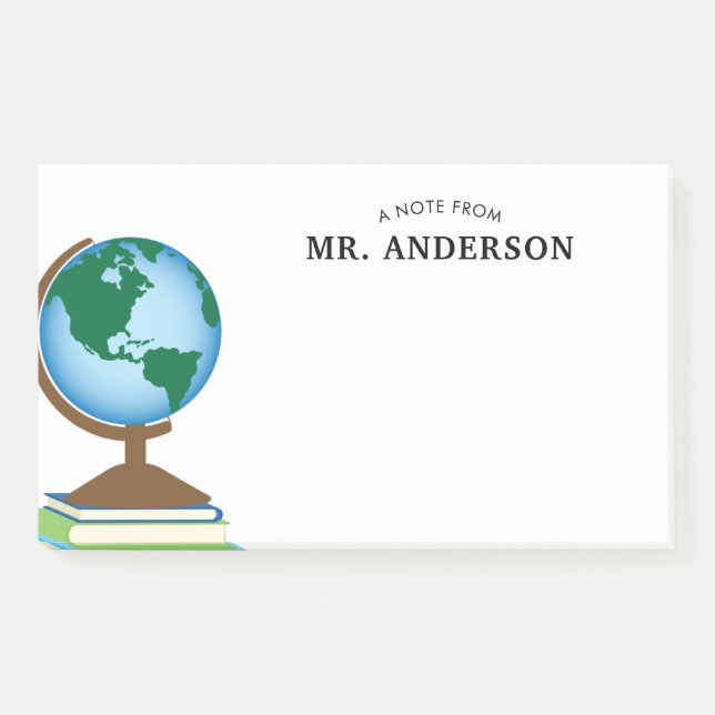 Bloco De Notas O globo do mundo na pilha de livros personalizou o (Frente)