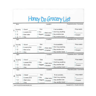 Bloco De Notas O mel faz a lista do mantimento.