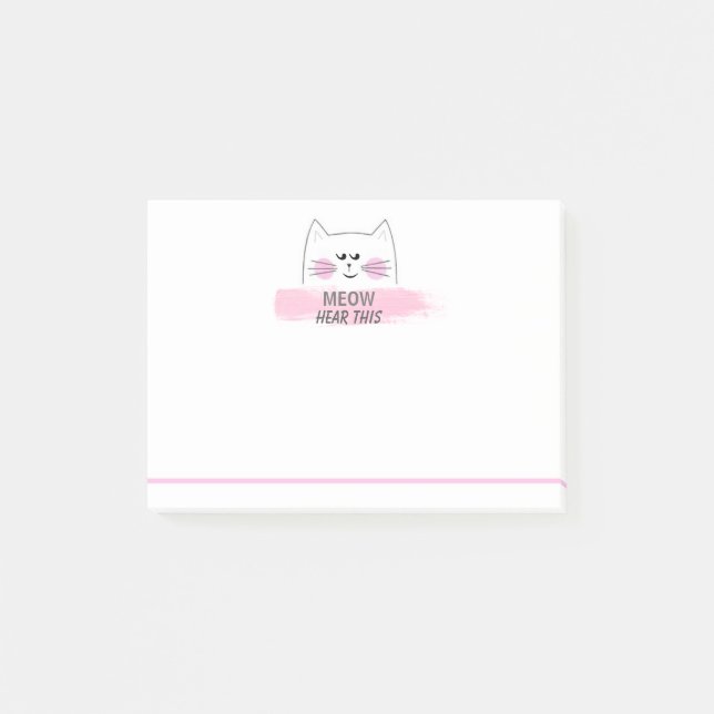 Bloco De Notas O Meow ouve este! Notas de post-it (Frente)