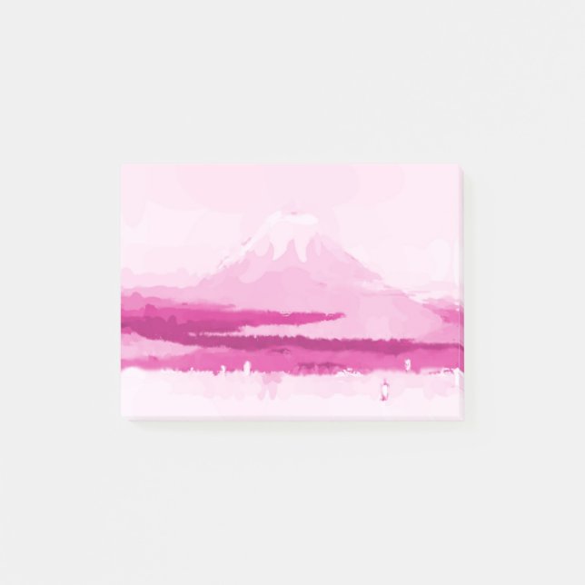 Bloco De Notas O Monte Fuji posta-o rosa, uma linda aquarela (Frente)