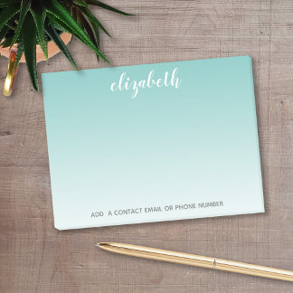 Bloco De Notas O Nome Personalizado do Ombre Teal Pode EDITAR A C
