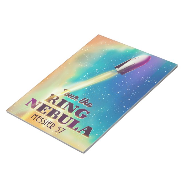 Bloco De Notas O poster de viagens Espacial Nebula (Messier 57). (Inclinado)