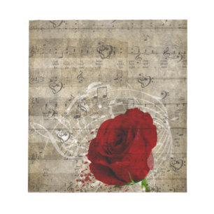 Bloco De Notas O redemoinho bonito das notas da música da rosa